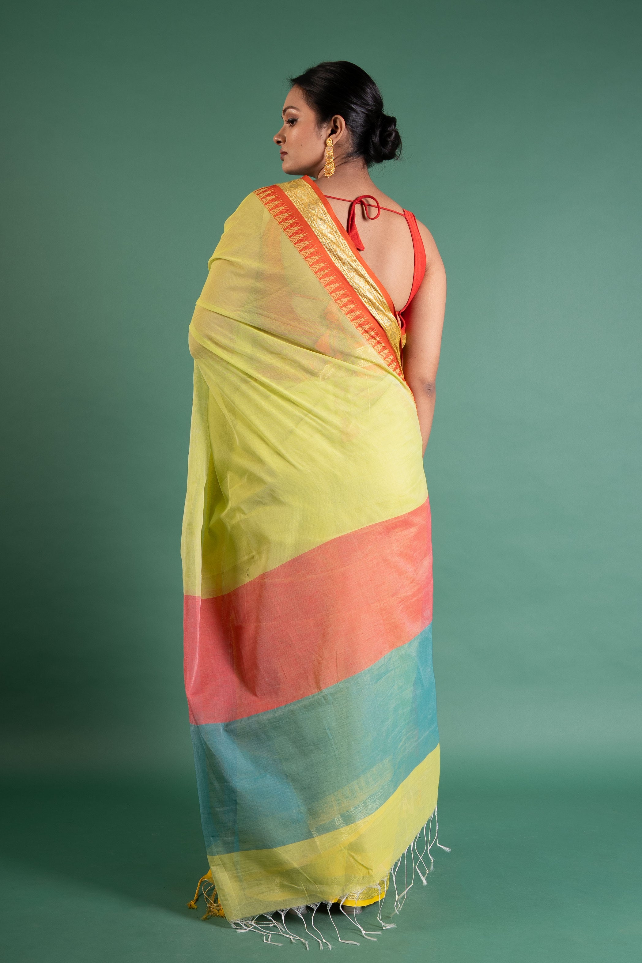 Sunlit Lime Handloom Cotton Saree