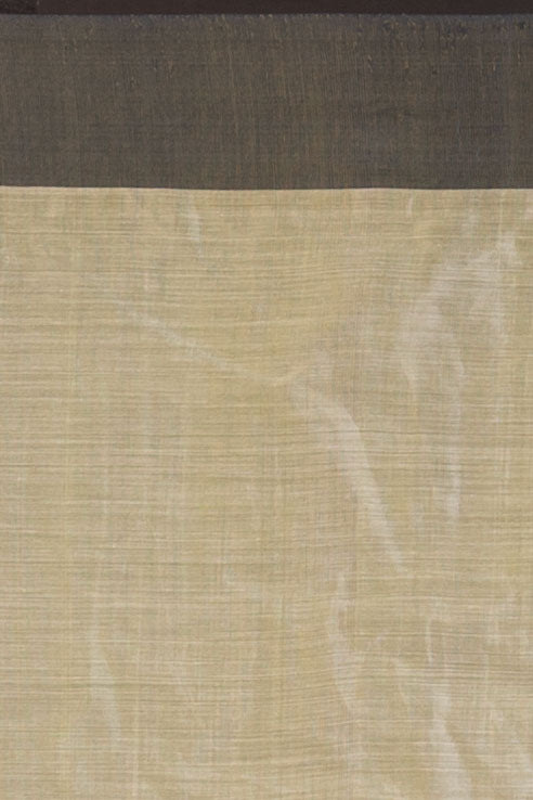 Misty Meadow Handloom Cotton Saree – Ivory & Slate Grey