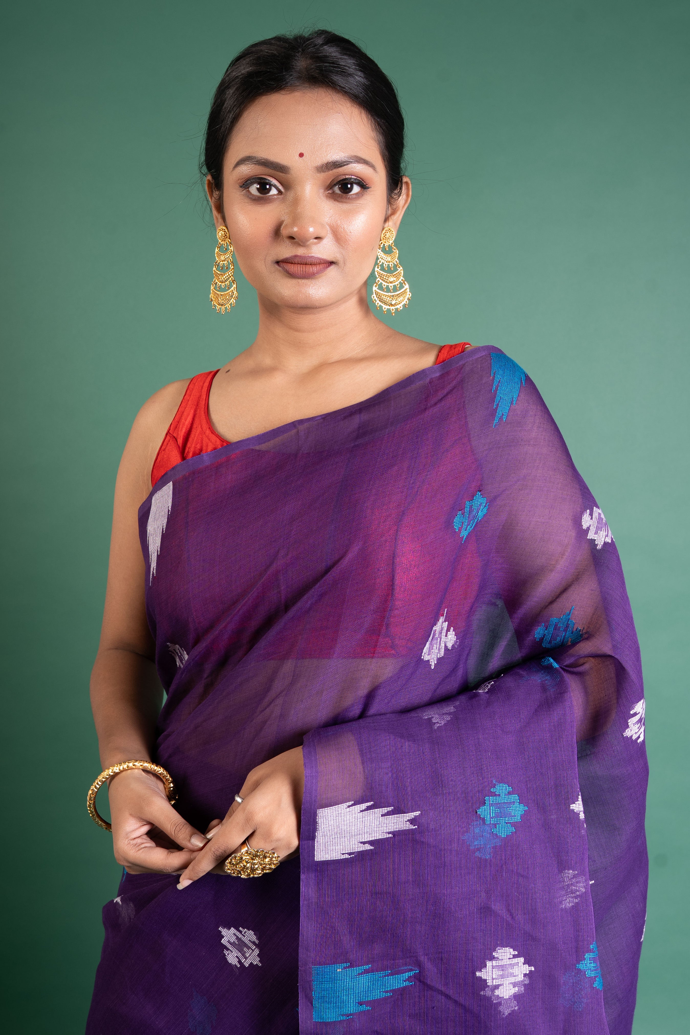 Royal Amethyst Handloom Saree with Ikat Motifs
