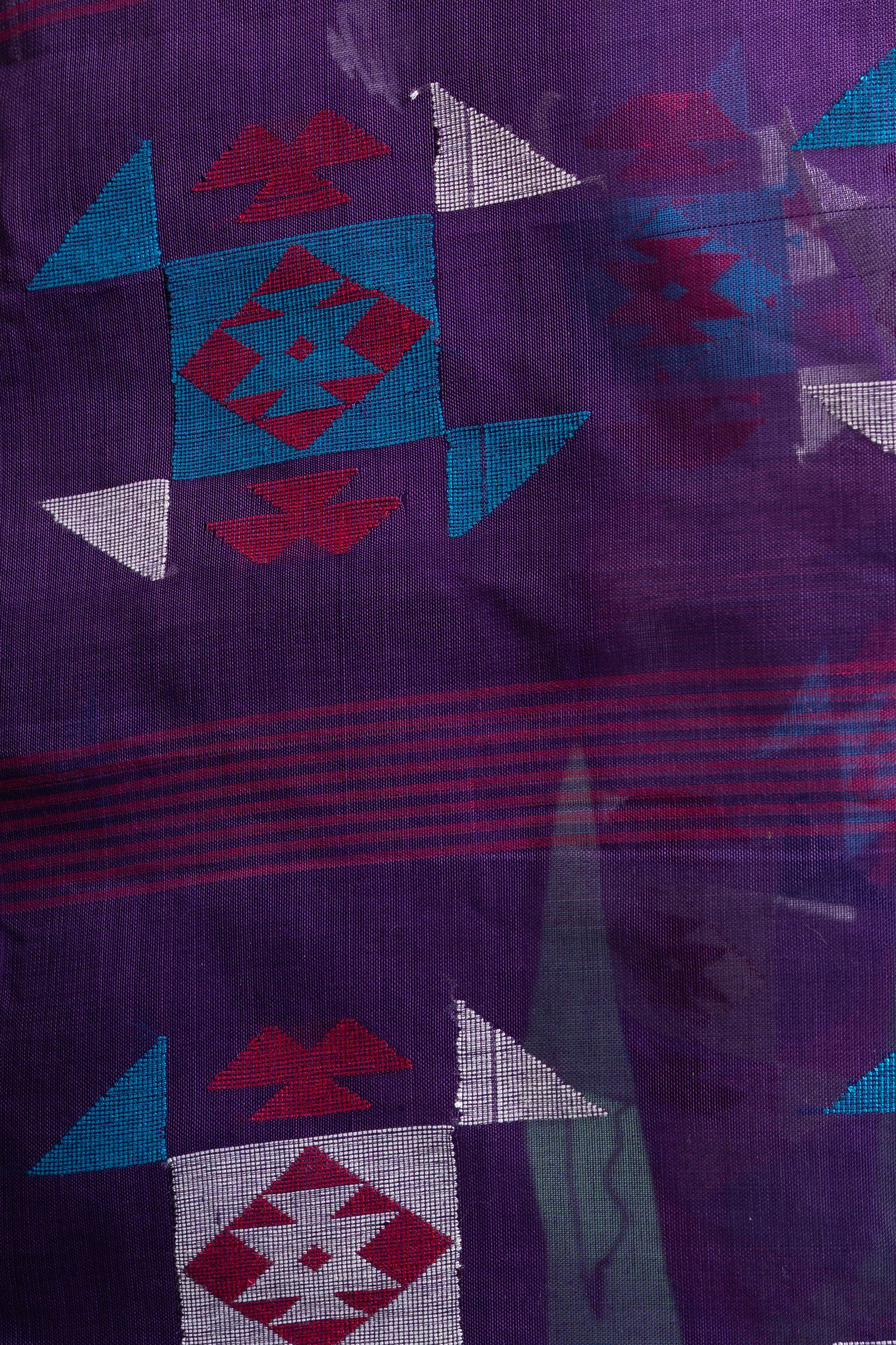 Royal Amethyst Handloom Saree with Ikat Motifs