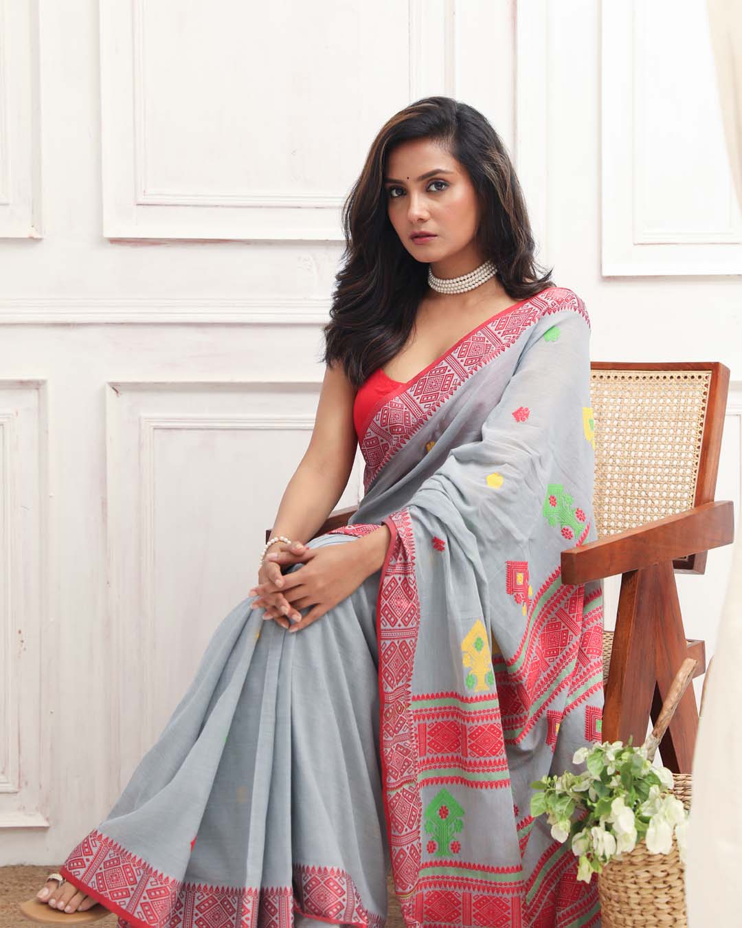 SLATE GRACE (HANDLOOM 100% PURE COTTON SAREE)