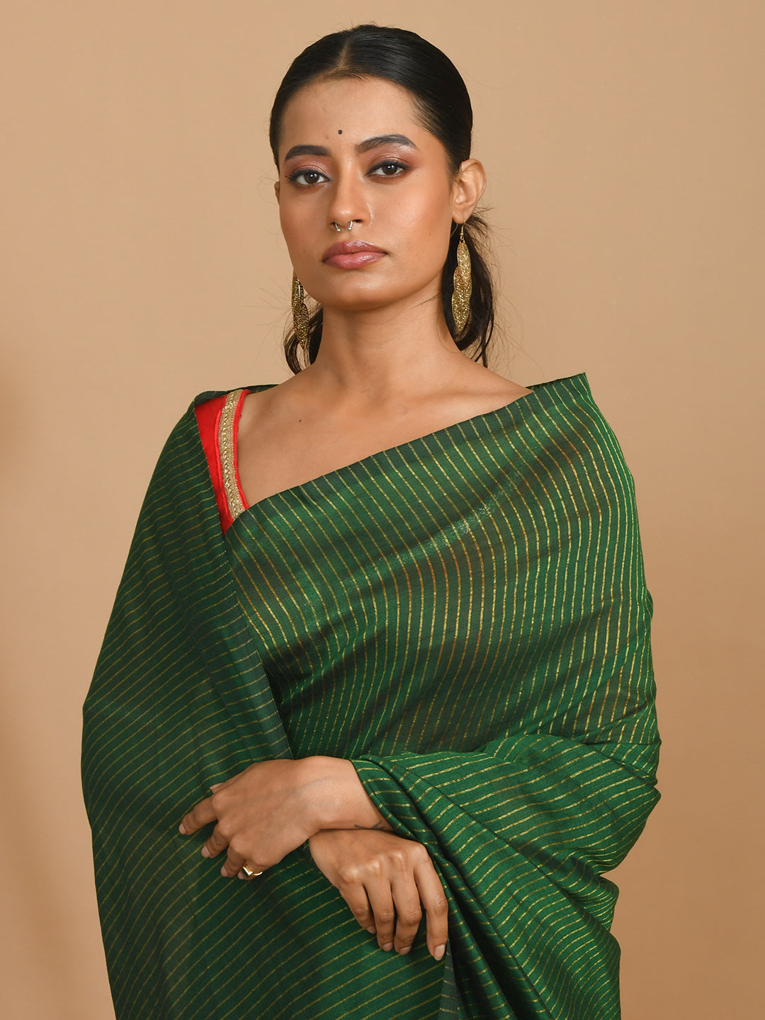 EVERGREEN SERENITY (BENGAL HANDLOOM COTTON BLEND SAREE)
