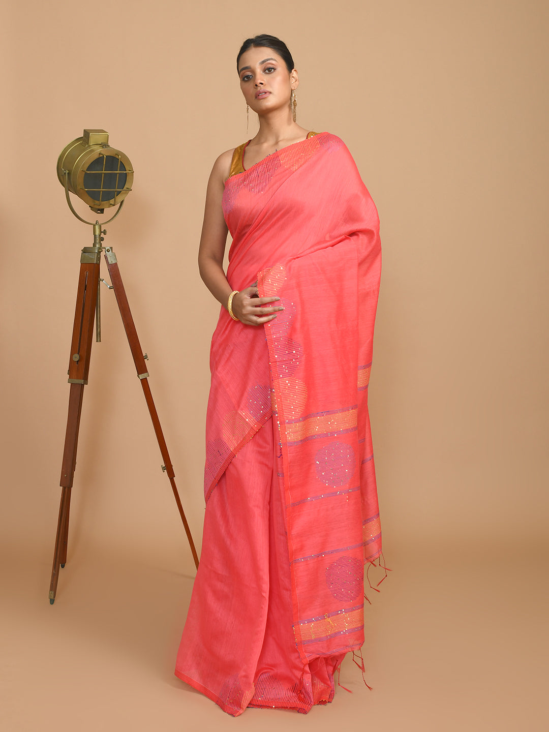 BLUSH RADIANCE (HANDLOOM COTTON BLEND SAREE)