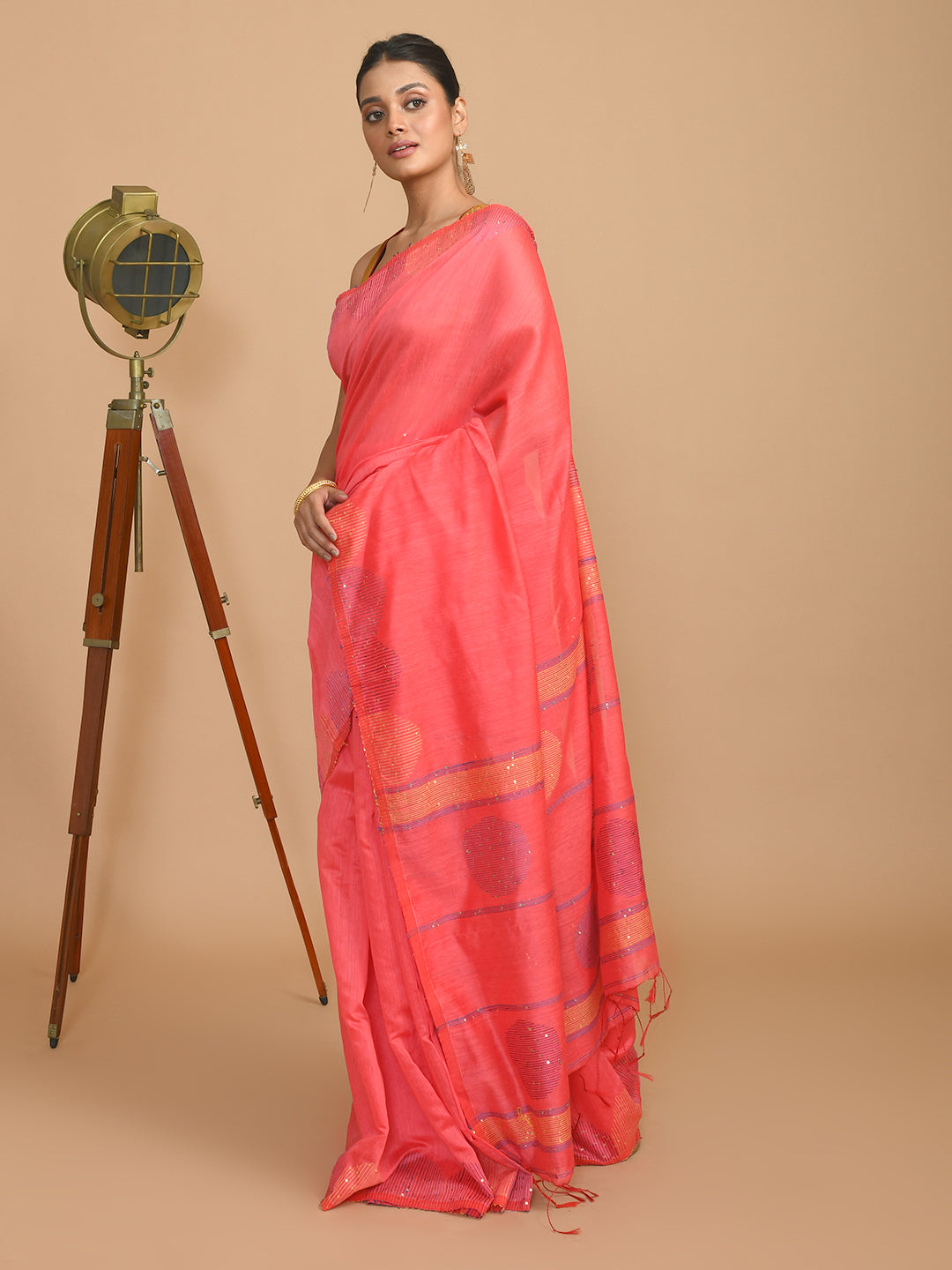 BLUSH RADIANCE (HANDLOOM COTTON BLEND SAREE)