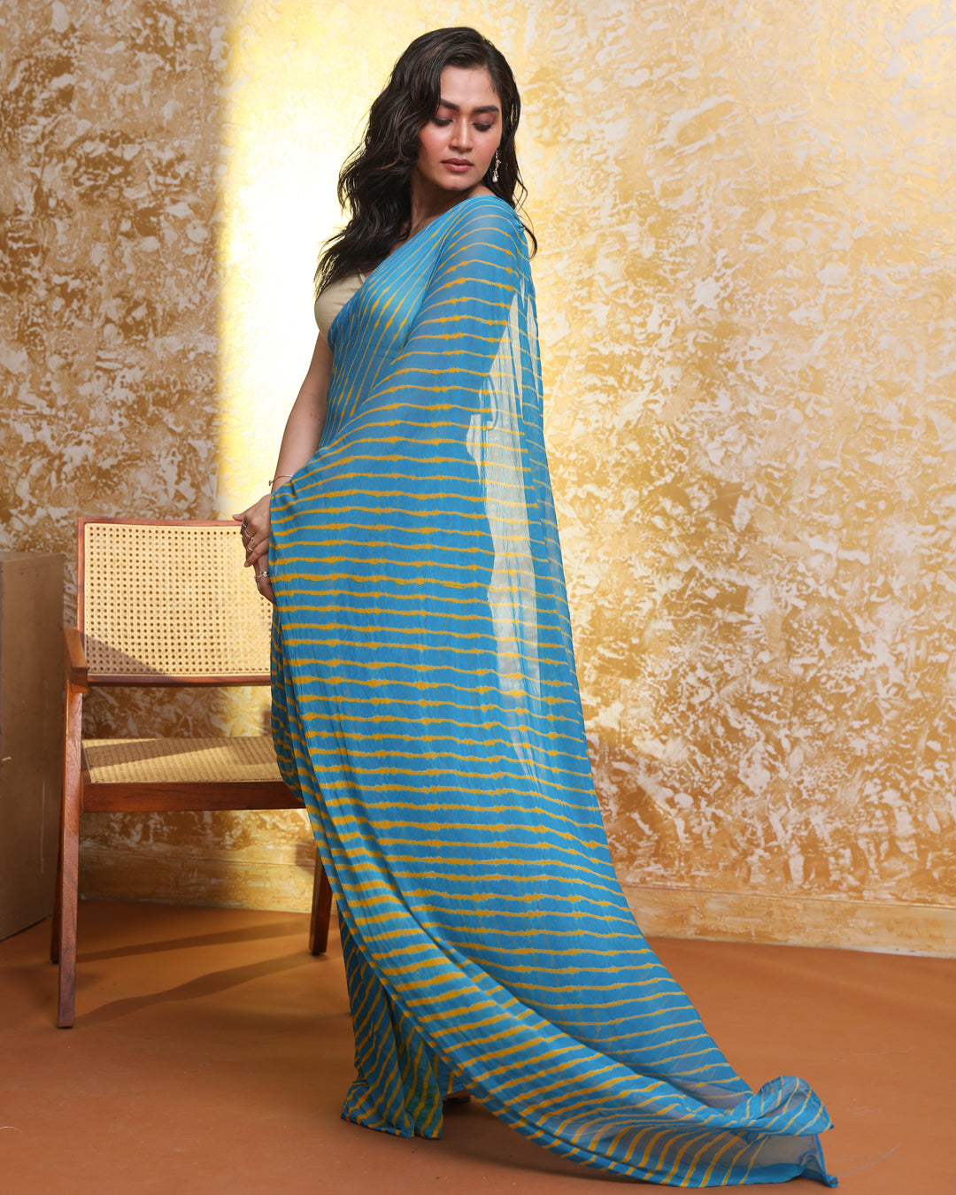 ICY BLUE DELIGHT (LEHERIYA  SAREE)