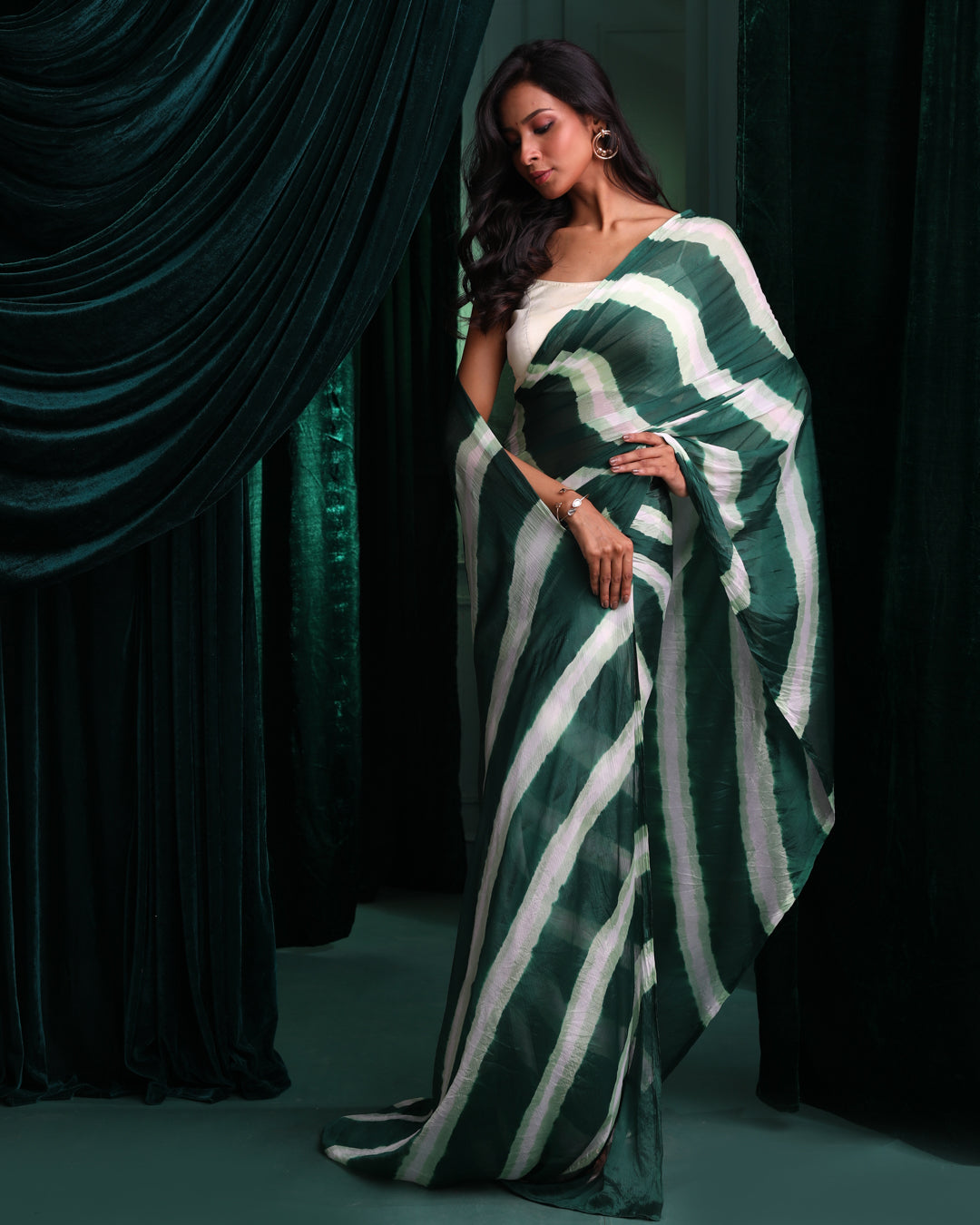 PINE WHISPER (LEHERIYA  SAREE)