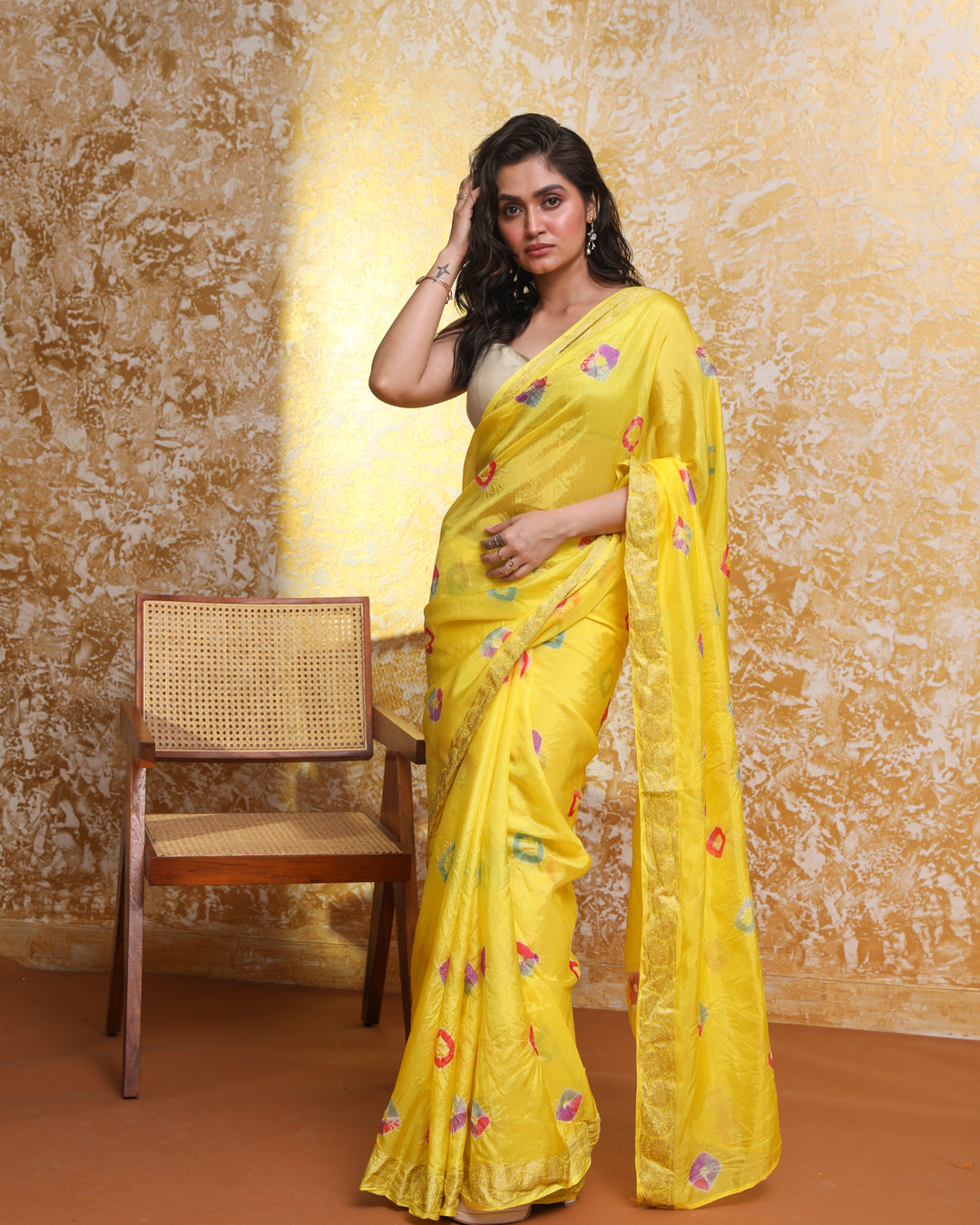 SILKEN RADIANCE (BANDHANI POLY SILK SAREE)