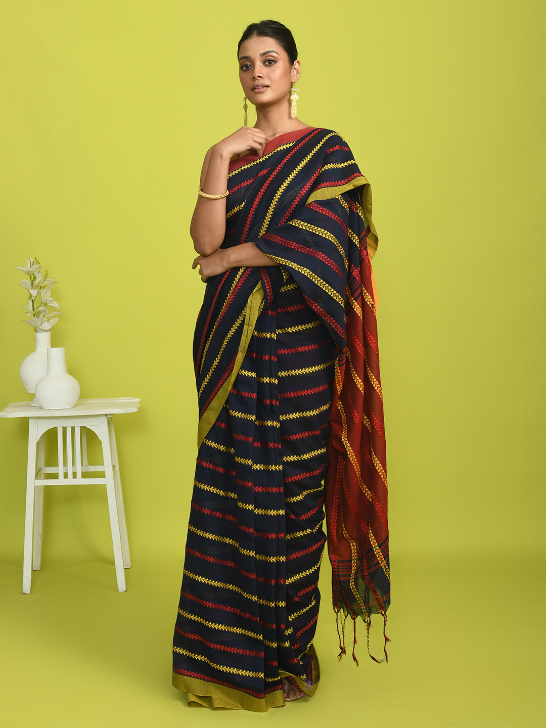 AZURE CALM (HANDLOOM 100% PURE COTTON SAREE)