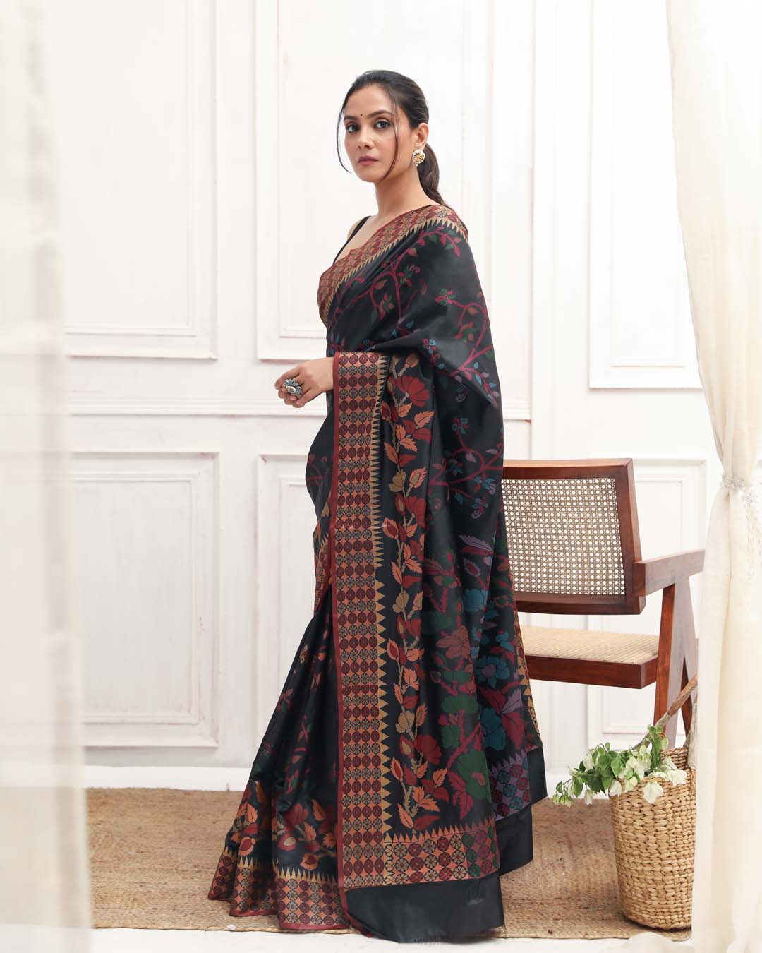 MIDNIGHT ELEGANCE (HANDLOOM ART SILK SAREE)