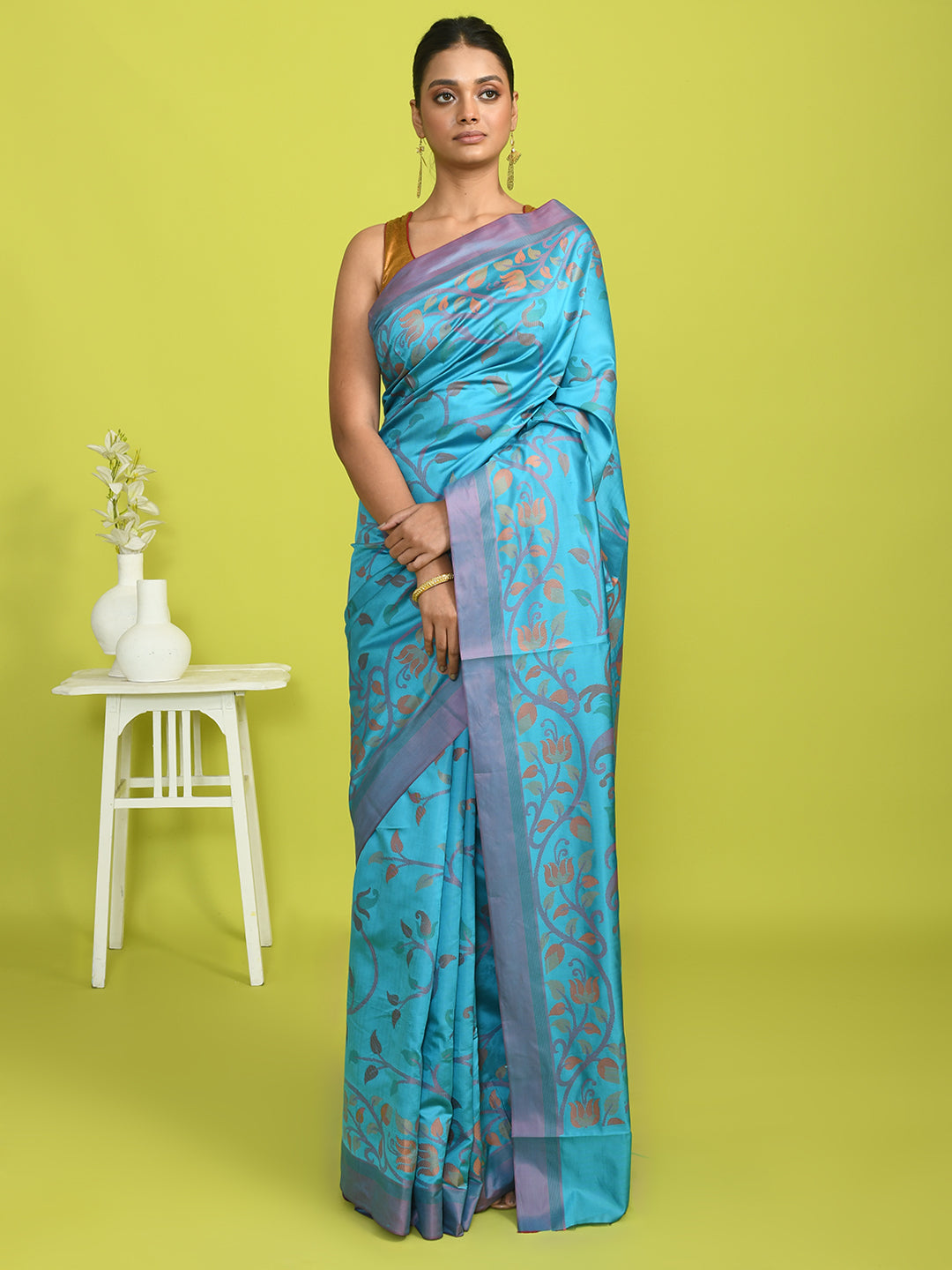 AZURE RADIANCE (HANDLOOM ART SILK SAREE)