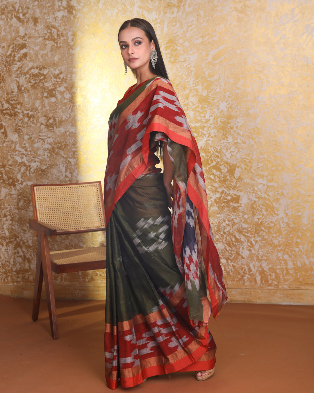 OLIVE SERENITY (IKAT  SAREE)