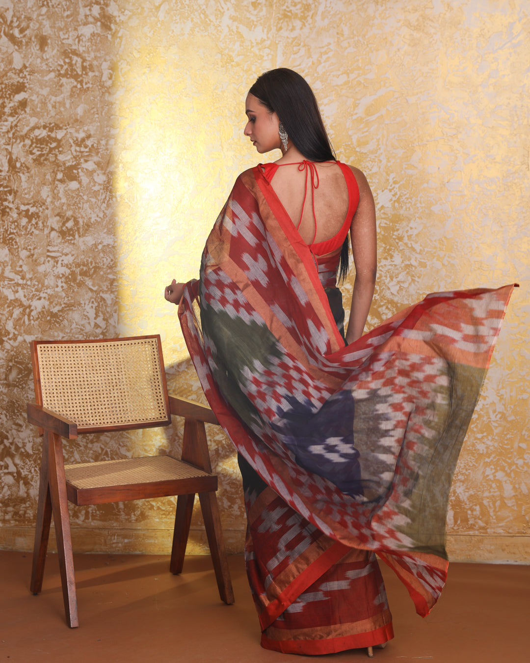 OLIVE SERENITY (IKAT  SAREE)