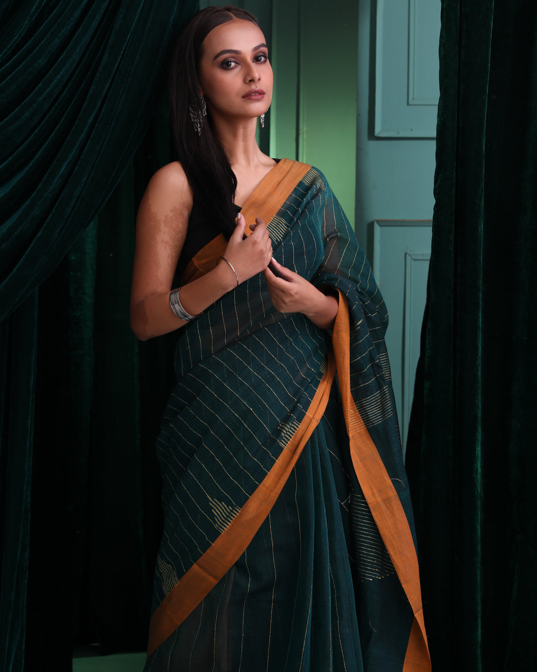 EMERALD STRIPES (JAMDANI  SAREE)
