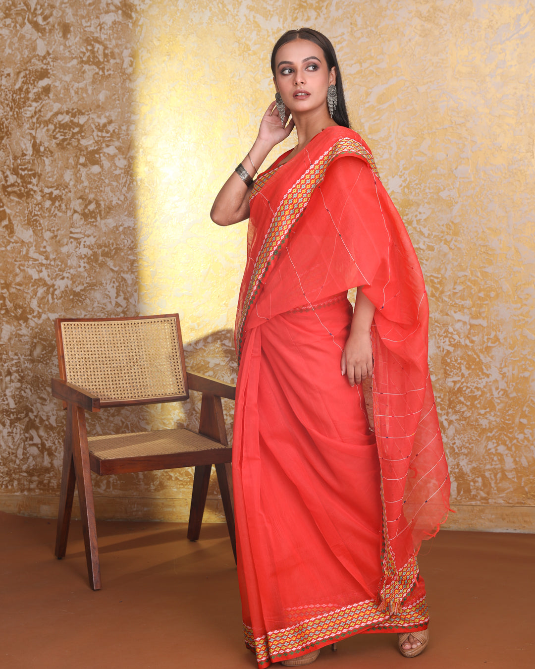 BRIGHT SERENITY (CHANDERI  SAREE)