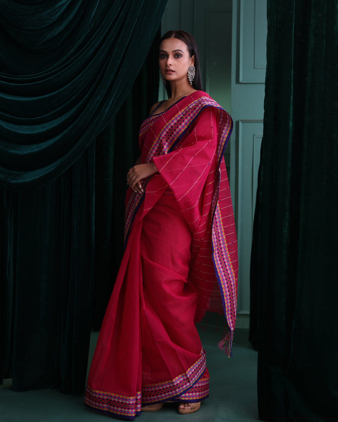 BLUSHING ELEGANCE (CHANDERI  SAREE)