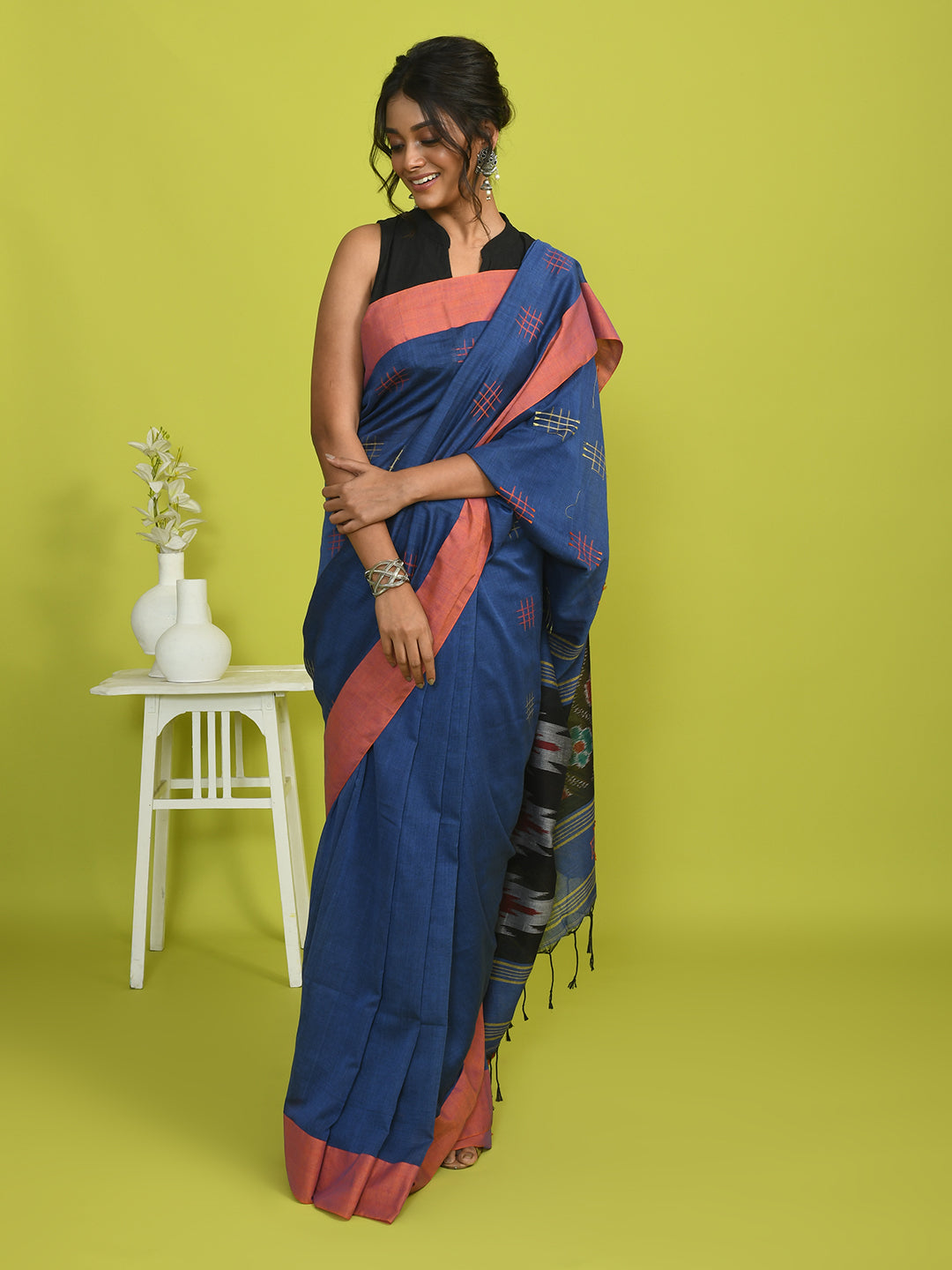 AZURE GRACE (IKAT 100% PURE COTTON SAREE)