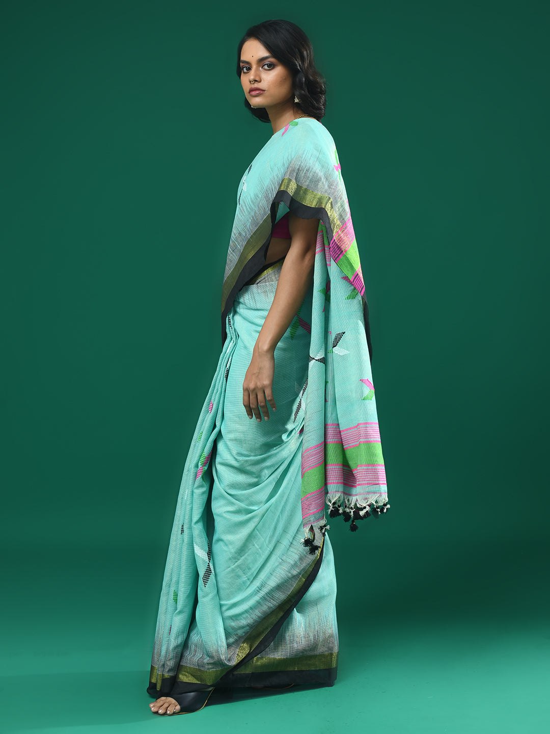 AZURE GRACE (HANDLOOM 100% PURE COTTON SAREE)