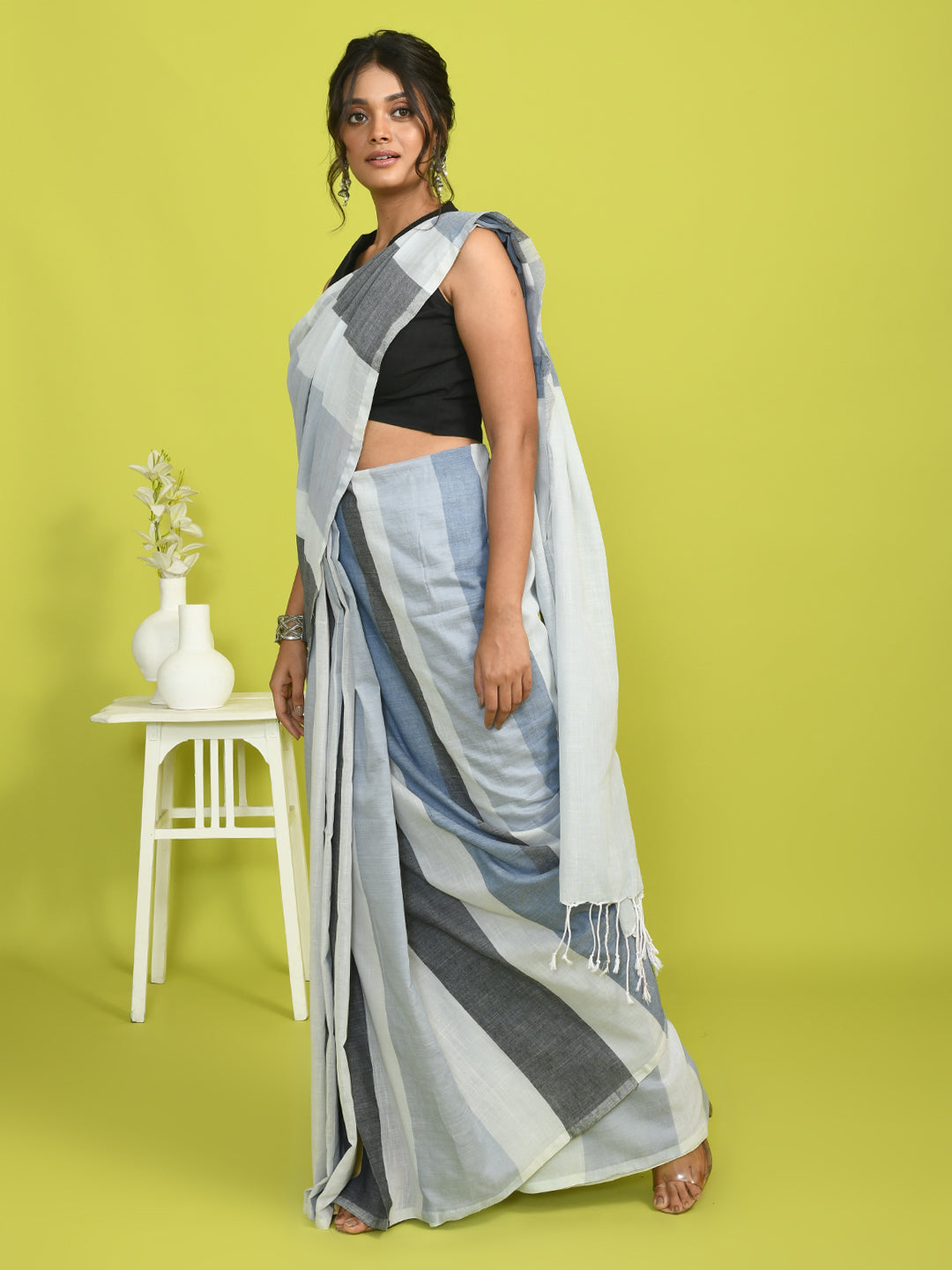 RADIANT STRIPES (BENGAL HANDLOOM 100% PURE COTTON SAREE)