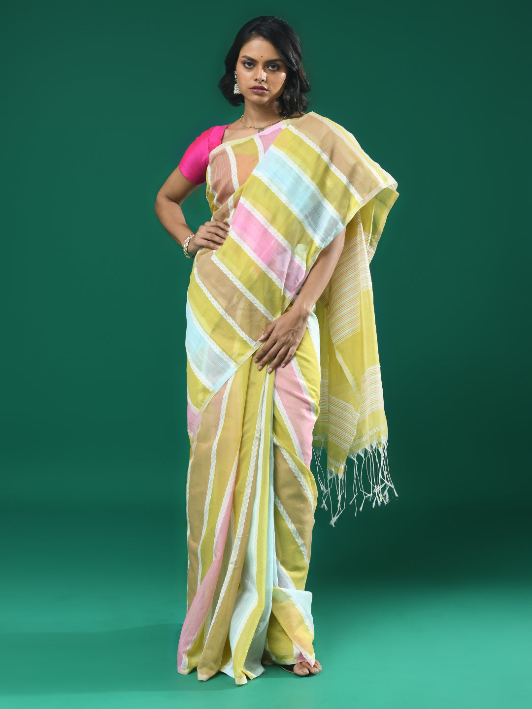 GOLDEN GLOW (BENGAL HANDLOOM COTTON BLEND SAREE)