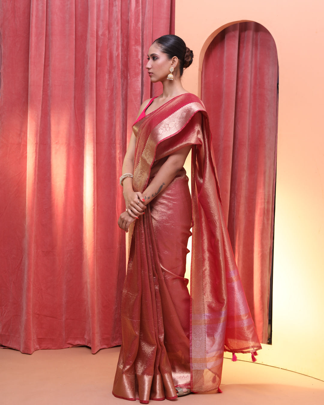 BLUSH RADIANCE (BANARASI ART SILK SAREE)