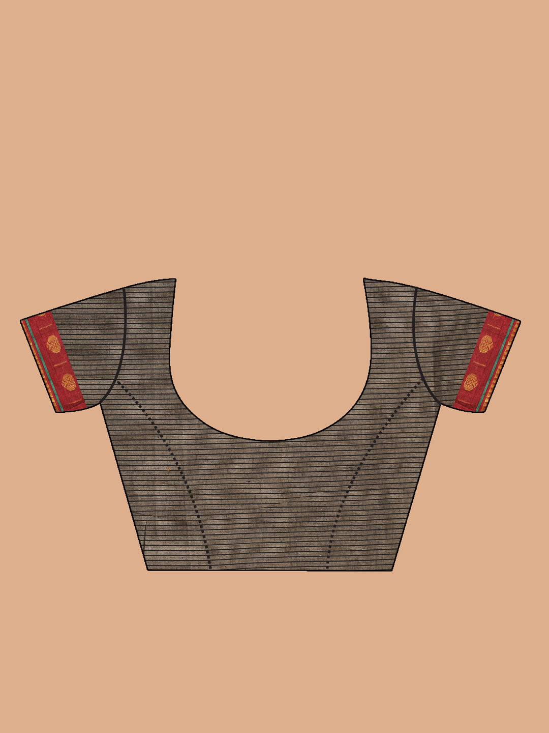 Indethnic Grey Pure Cotton Solid Saree - Blouse Piece View